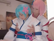 二次元角色扮演清純姊妹花阿部乃美紅＆麻里梨夏互相愛撫